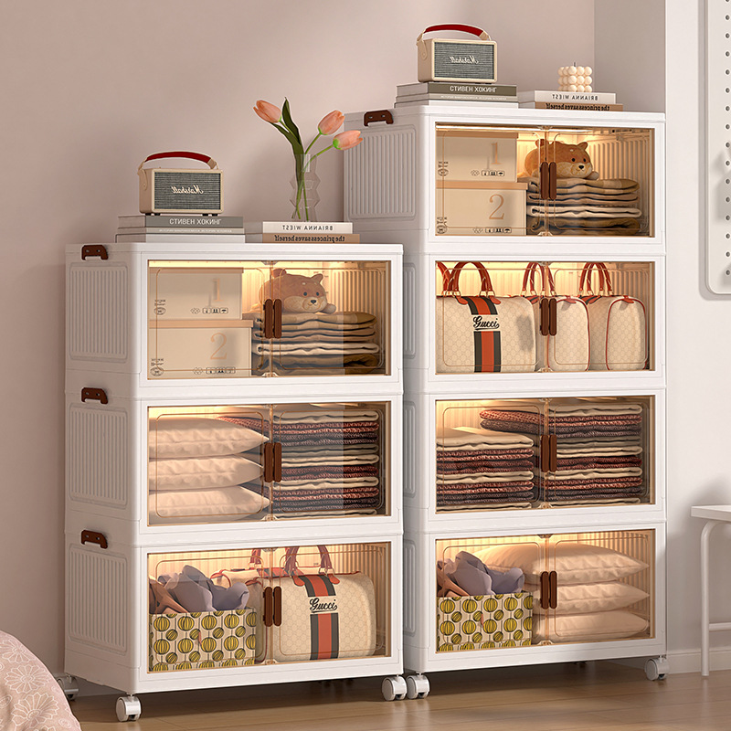 Installation-Free Storage Cabinet Multi-Layer Folding Locker Household Children's Wardrobe Clothes Finishing Plastic Storage Box