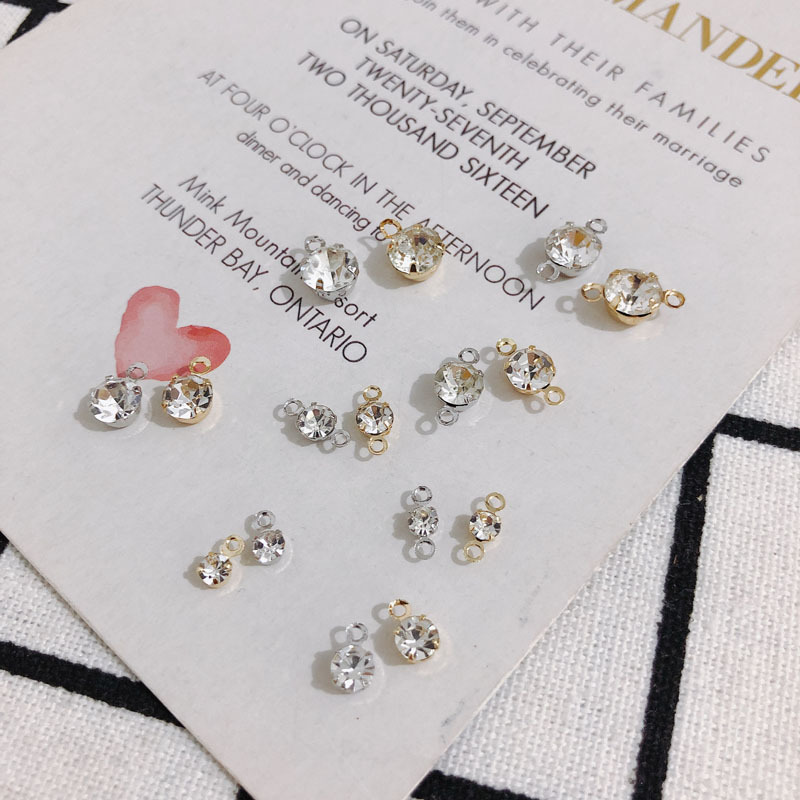 DIY accesorios de la joyería al por mayor Chapado en cobre rhinestone simple mini doble colgante pendientes de diamantes pendientes Accesorios básicos