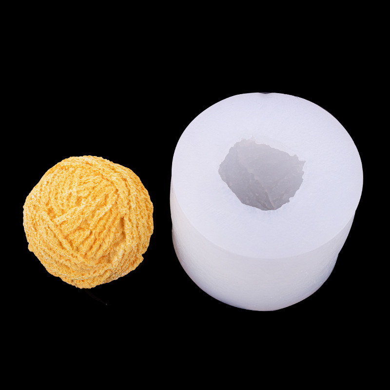 Bola de lana simulación tridimensional molde de silicona creativa para hornear mousse pastel molde de postre jabón hecho a mano aromaterapia vela