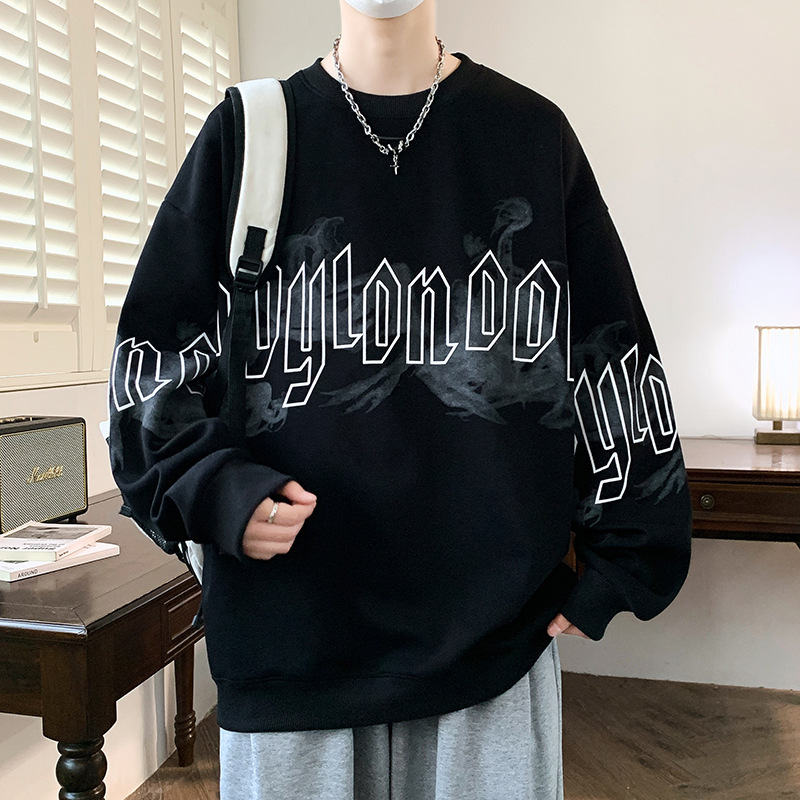 春秋季新款圆领卫衣12-15岁男孩初中学生13青少年大童秋装长袖t恤|undefined