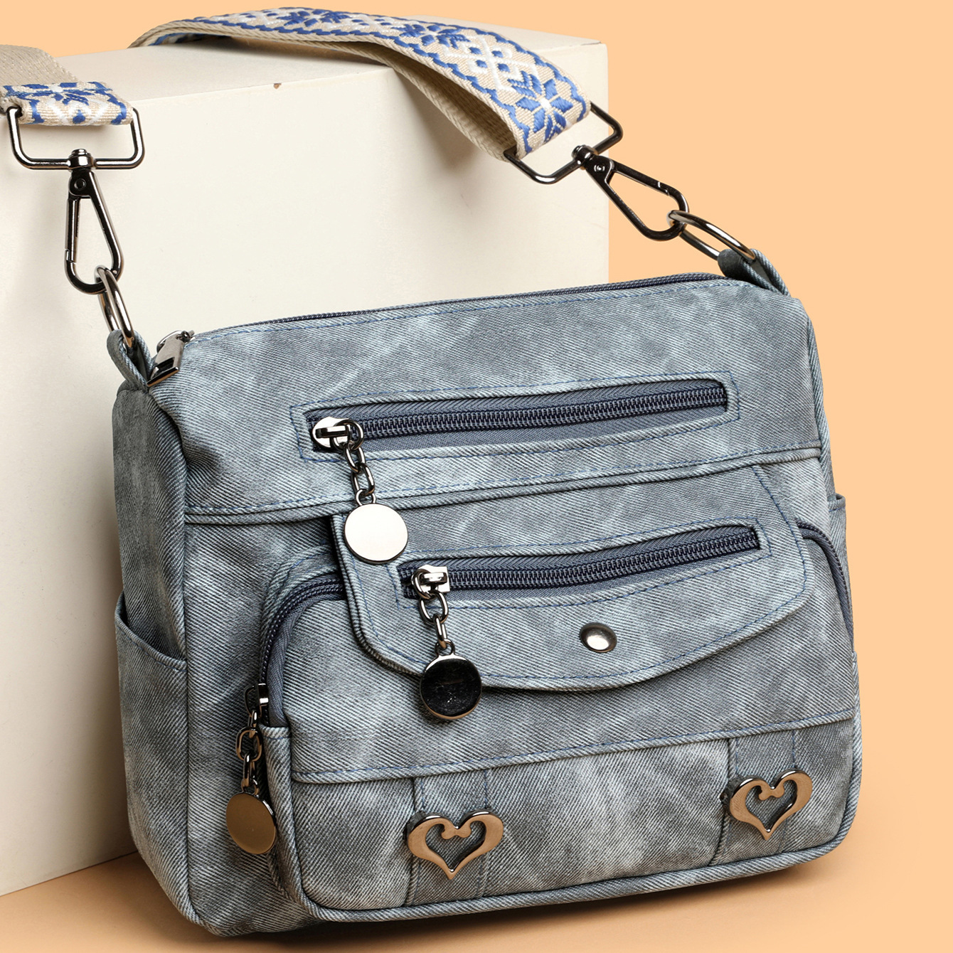 New Foreign Trade Crossbody Shoulder Bag with Soft Leather Texture, Fashionable European and American Retro Style, Multi-Pocket, Large Capacity Women's Bag