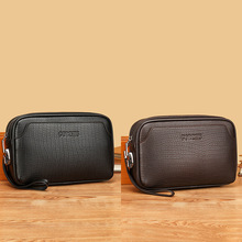 新款男士手拿石头纹密码锁男包大容量商务休闲手包PU皮手抓包轻奢