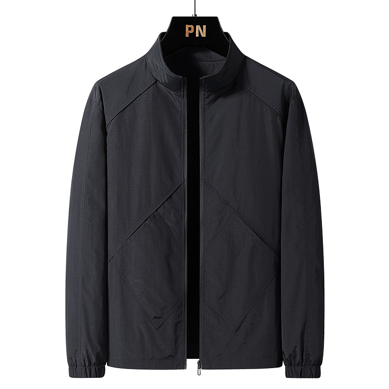 Chaqueta de trabajo transfronteriza, chaqueta de cuello vertical para hombres, primavera y otoño, ropa delgada, ropa de otoño juvenil, tamaño extra