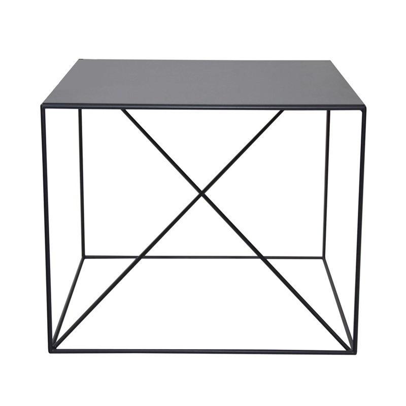 Mesa de té cuadrada de hierro forjado, sofá nórdico simple, mesa lateral de balcón, esquina creativa, loft simple, mesa cuadrada
