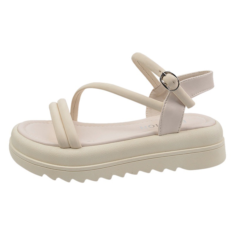 Sandalias de suela gruesa para mujer 2023 Verano nuevo estilo de hadas zapatos de playa elevados sandalias de mujer romanas de moda al por mayor