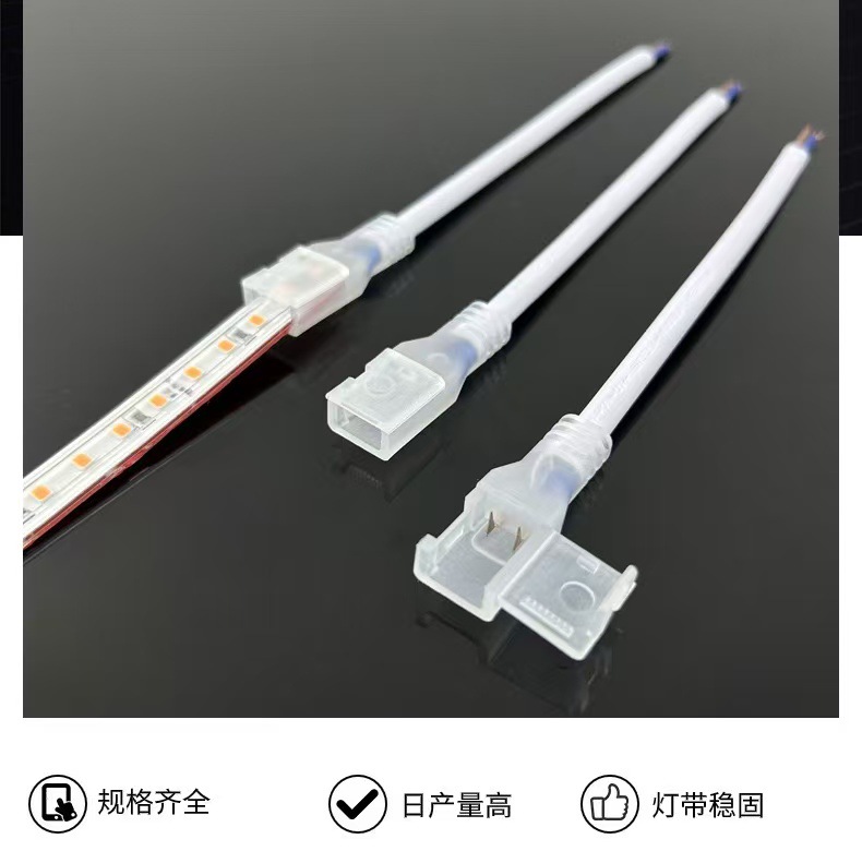 12V/24V/220V recubrado de pegamento a prueba de agua LED con cableado frontal 6*12mm tira de neón sin soldadura junta de perforación