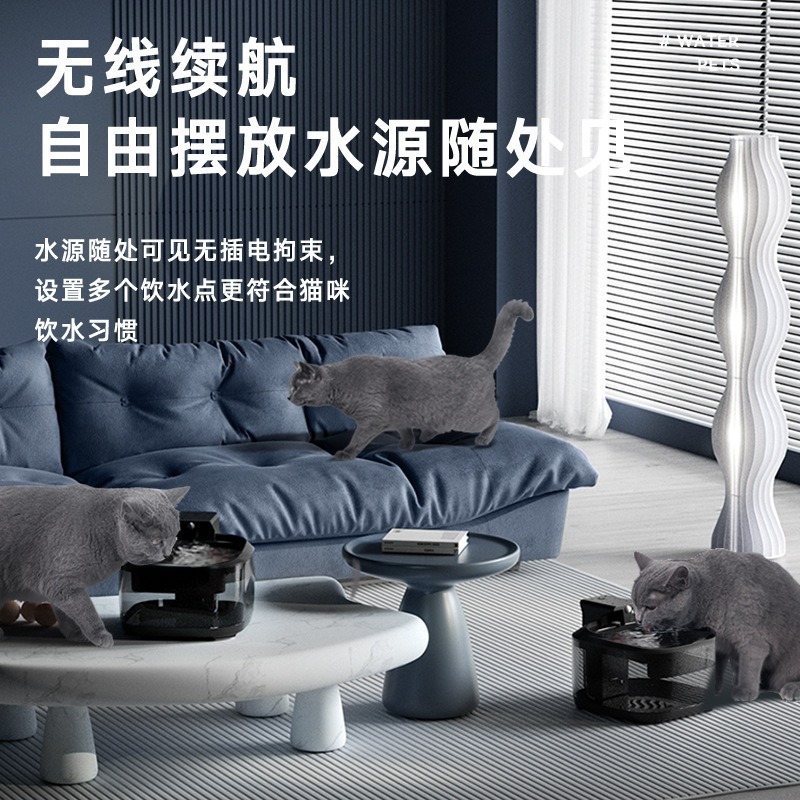 Amazon Pet Products Big Capacity Cargable Pet Drinker Automático Circulación Filtración Inducción Cat Dog Drinker