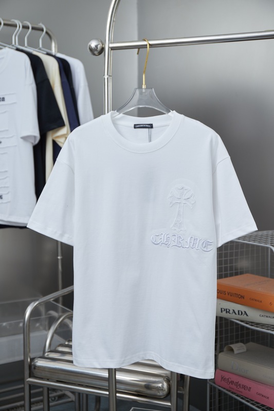 CH Crowe Crossborder 2025 夏新作クロスワッペン刺繍半袖 Tシャツカップルスタイルドロップシッピング|undefined
