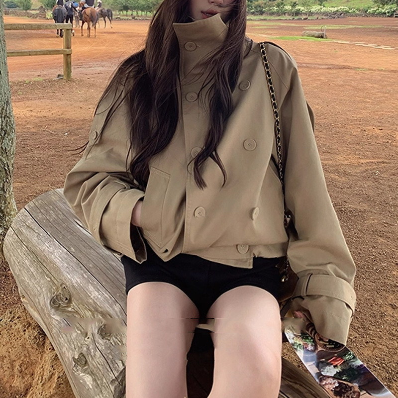 Ac*e2025秋季新款英伦风设计感立领短款韩系风衣外套女百搭上衣潮|undefined