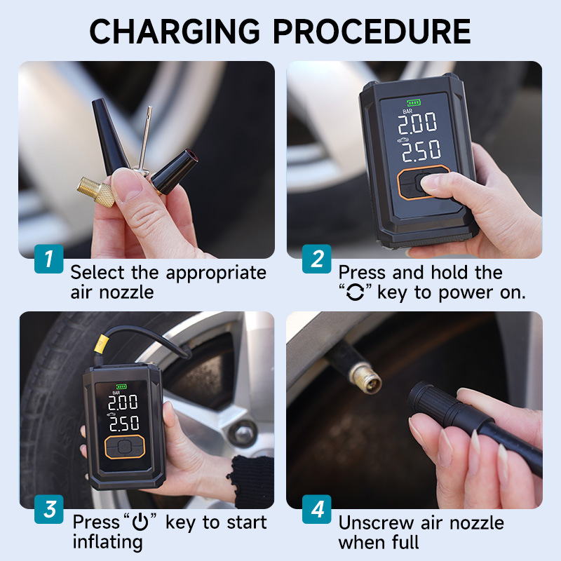 Car Air Pump Portable Tire Inflator Intelligent Wireless XM01