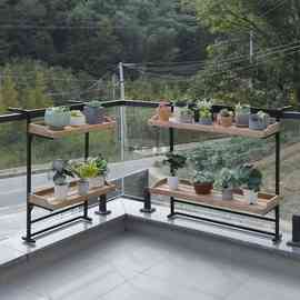 阳台悬挂花架双层栏杆置物架护栏花盆架多肉架子绿植架玻璃陈列架