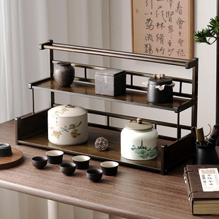 Desktop Antique Rack Tea Cup Rack Small Table Tea Set Storage Rack Purple Sand Pot Placement Rack Chinese Style Teapot Storage Rack