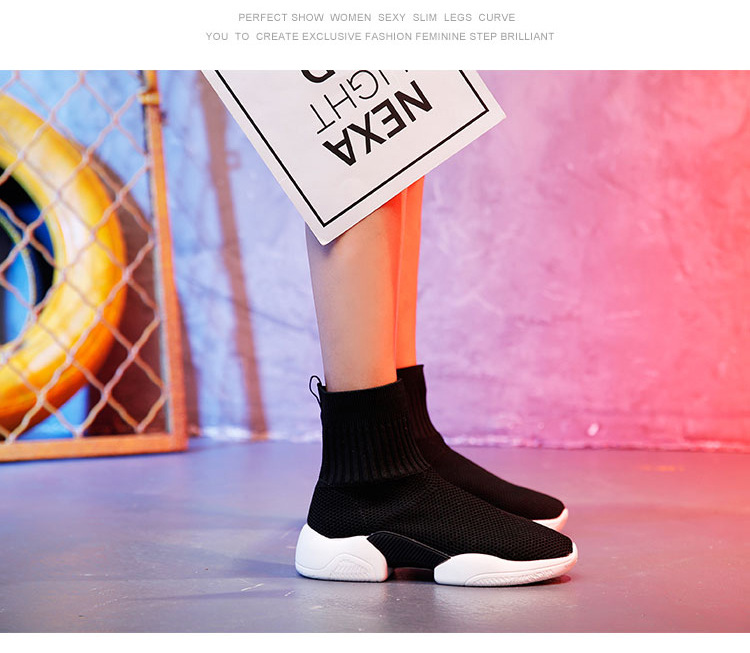 Elastic sock shoes women's 2022 spring new INS influencer Korean version of ulzzang casual sneakers flying woven sock boots_voghion.com