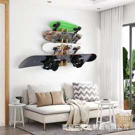 活力滑板置物架家用立式滑板展示架木制三层滑板展示架