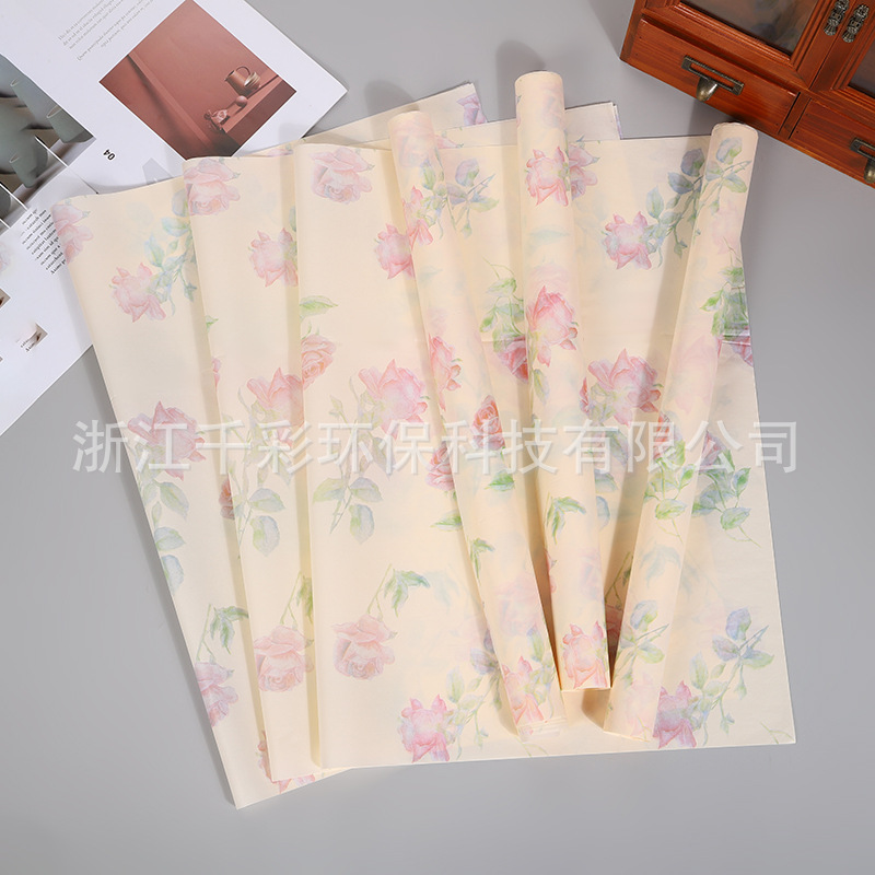 Papel de embalaje de impresión de Rosa dulce de estilo coreano papel de embalaje de flores frescas caja de regalo forro a prueba de humedad suministros de papel de almohadilla