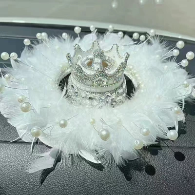 and Long-Lasting, Perfplant seat - white-perfume-holder-silver-thread-chicken-feather-diamond-cushion