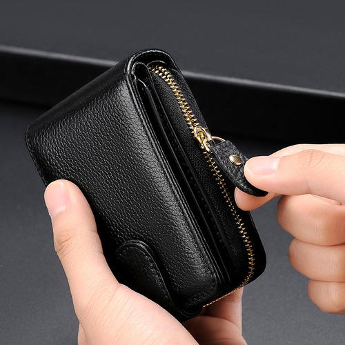 First-layer cowhide driver's license card holder with multiple card slots, accordion men's and women's bank card holsters, genuine leather document holders, factory wholesale