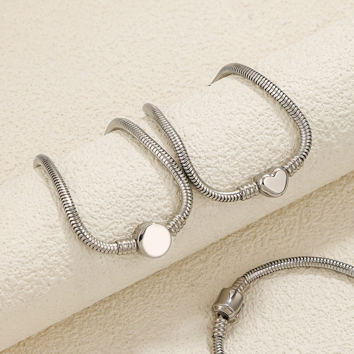 11g Weight Chain Jewelry Making Type Simple Style Classic Style Geometric Heart Shape 304 Stainless Steel Snake Chain Jewelry Accessories In Bulk
