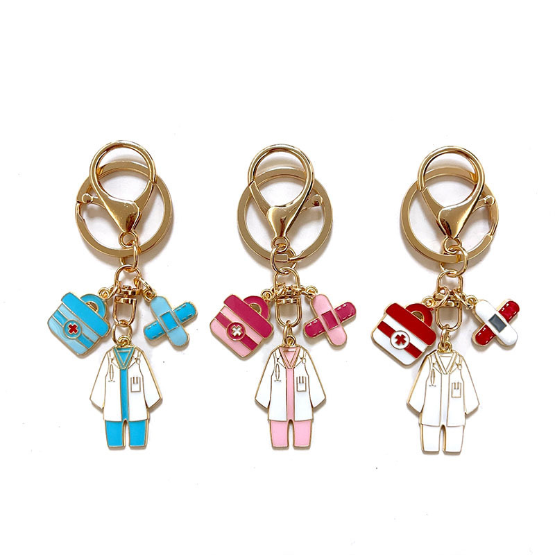 Foreign Trade Cross-border Color Medical Doctor Nurses Day Clothing Small Accessories Keychain Alloy Key Ring Pendant Wholesale Foreign Trade Cross-border Color Medical Doctor Nurses Day Clothing Small Accessories Keychain Alloy Key Ring Pendant Wholesale