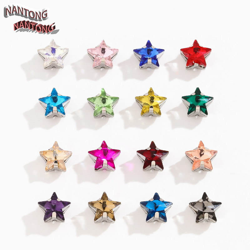 手縫い五芒星爪ドリルガラスクリスタル手縫いドリル DIY ウェディングドレス素材ホワイト K 穴付きドリルアクセサリー|undefined