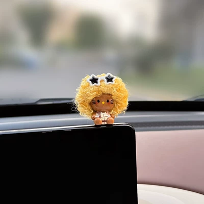 Car ornaments – Influencer Style - seamless-installation-and-free-film-yellow-afro-kt
