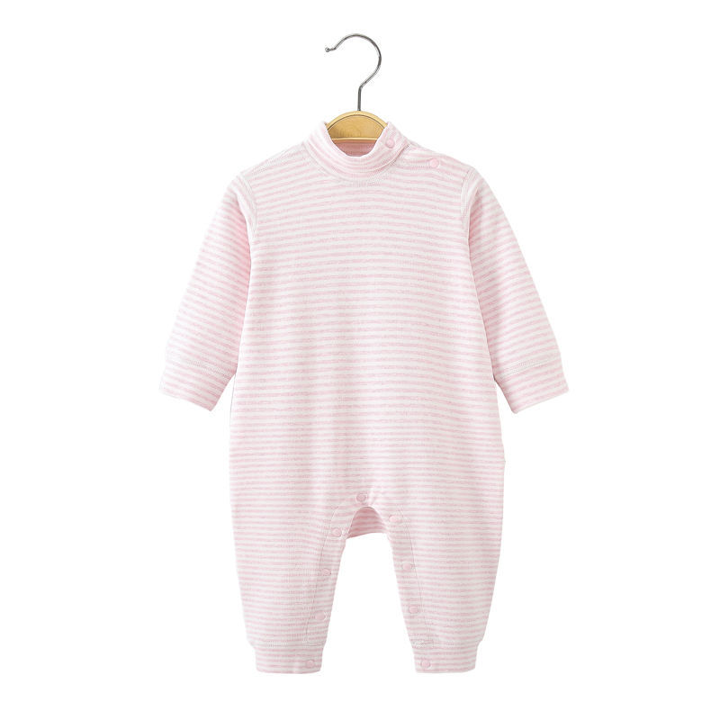 Turtleneck jumpsuit with pink stripes