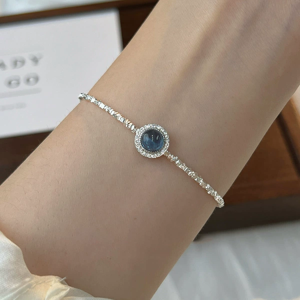 Sapphire copper platinum silver bracelet