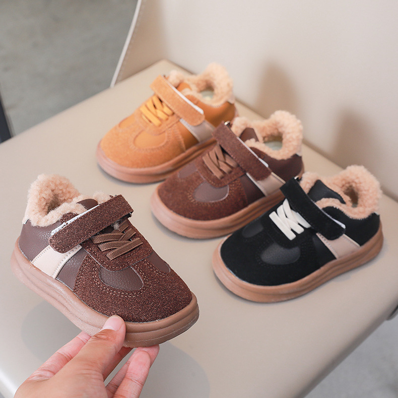 Children's Fleece Lined Sneakers Warm Winter Shoes For Kids_voghion.com