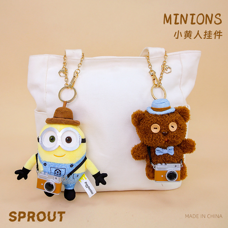 Authentic Universal Minion Stuffed Doll Pendant Cute Tim Bear Doll Bag Pendant Keychain Gift