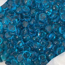 批发玻璃扁珠 炫彩色腰果石粉玉瓷彩黄花心香槟色鱼缸造景12-14mm