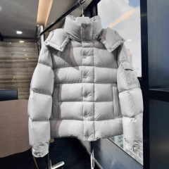 蒙家正确板雾面Maya珍珠灰羽绒服24冬季新款玛雅短连帽面包鹅绒服