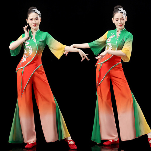 Chinese folk classical dance dress hanfu umbrella fan dance clothes yanko dance dance costume female national wind classical dance clothes