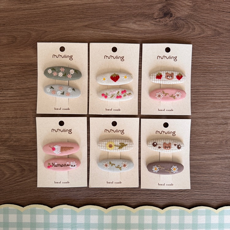 Korean Style New Kidsren's Hairpin Cute Embroidered Bb Clip Girls...