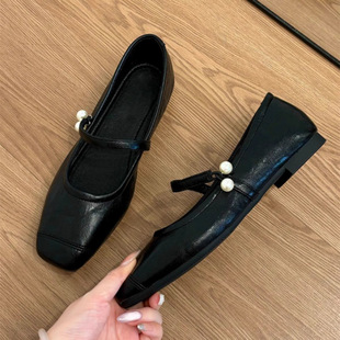 2025 Spring Festival Evening Breeze Retro Mary Jane Women's Shoes Square Toe Soft Sole Granny Shoes Shallow Mouth Strap Matching Skirt Shoes