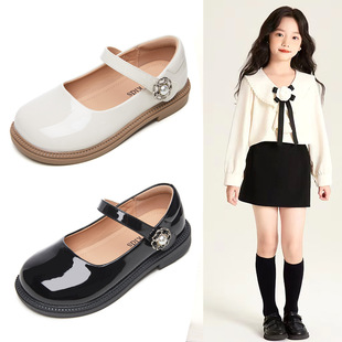 Girls Small Leather Shoes 2025 Spring and Autumn New Black Mary Jane Shoes Little Girls Shoes Performance Shoes Children Princess Shoes