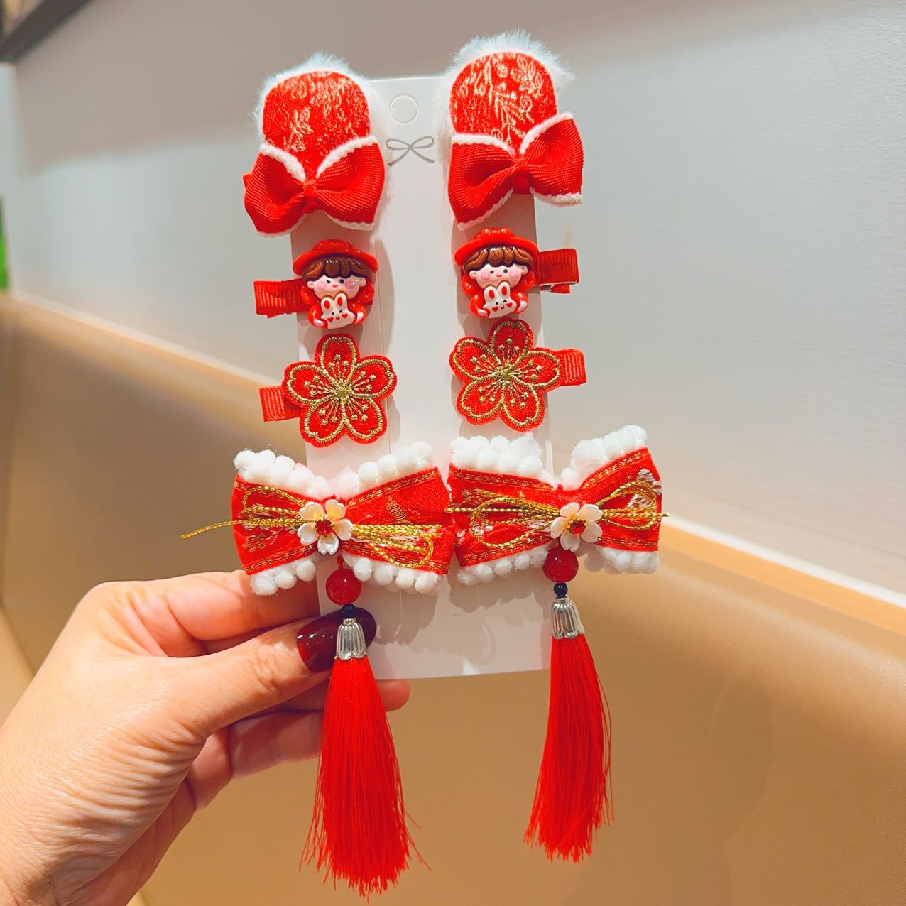 2025 Año Nuevo niños clip de pelo niñas arco tarjeta de pelo de Año Nuevo chino ropa de estilo Han niñas tocado de Año Nuevo