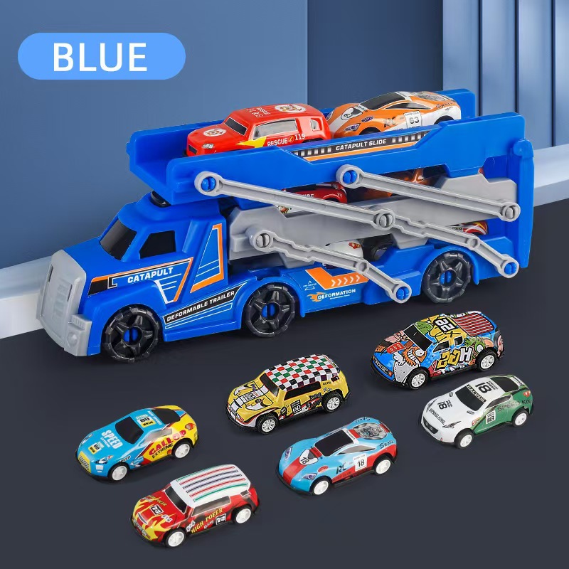 Cross-border hot sale deformed car catapult sliding rail alloy car children's toy car wholesale