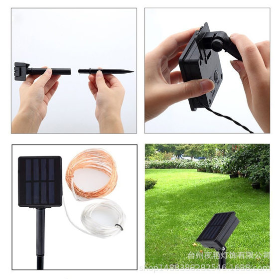 LED solar string lamp copper wire lamp holiday decorative lamp outdoor garden courtyard lights string lamp iron shape lamp