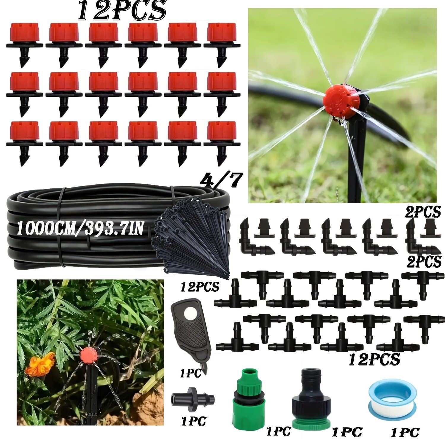 Kit de riego por goteo transfronterizo DIY automático de riego de flores jardinería goteo cabezal de riego por goteo ajustable dispositivo del sistema de micro-rociador image 15