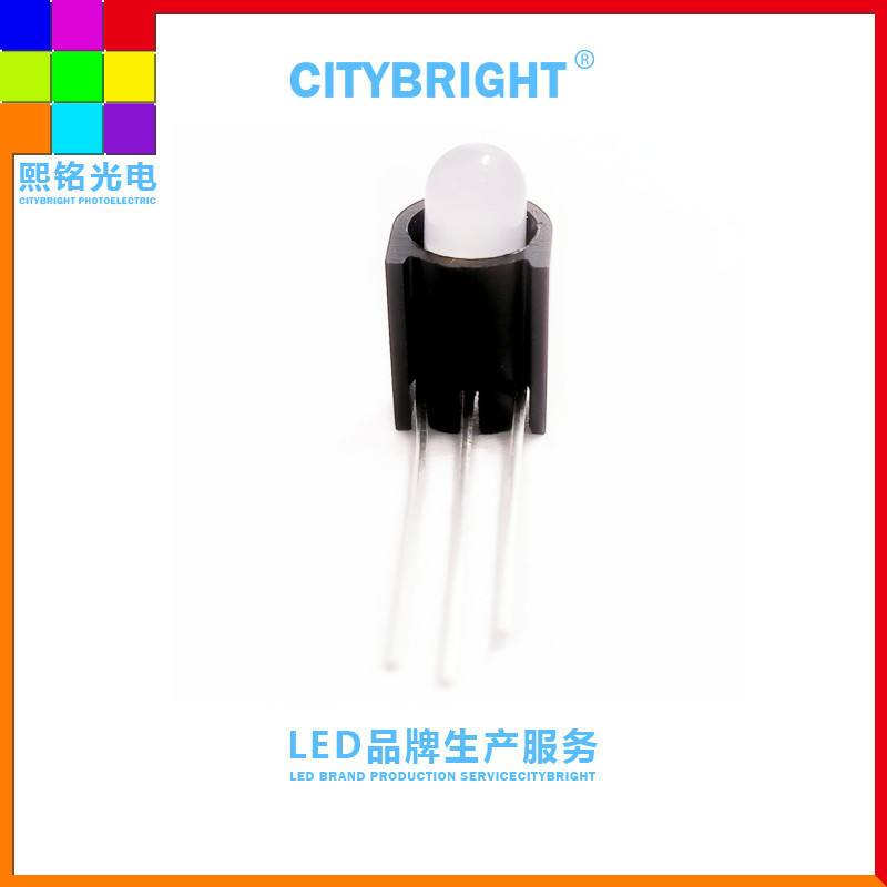 5mm红绿LED灯座 圆形单孔双色雾状共阴发光管 仪器面板指示灯底座