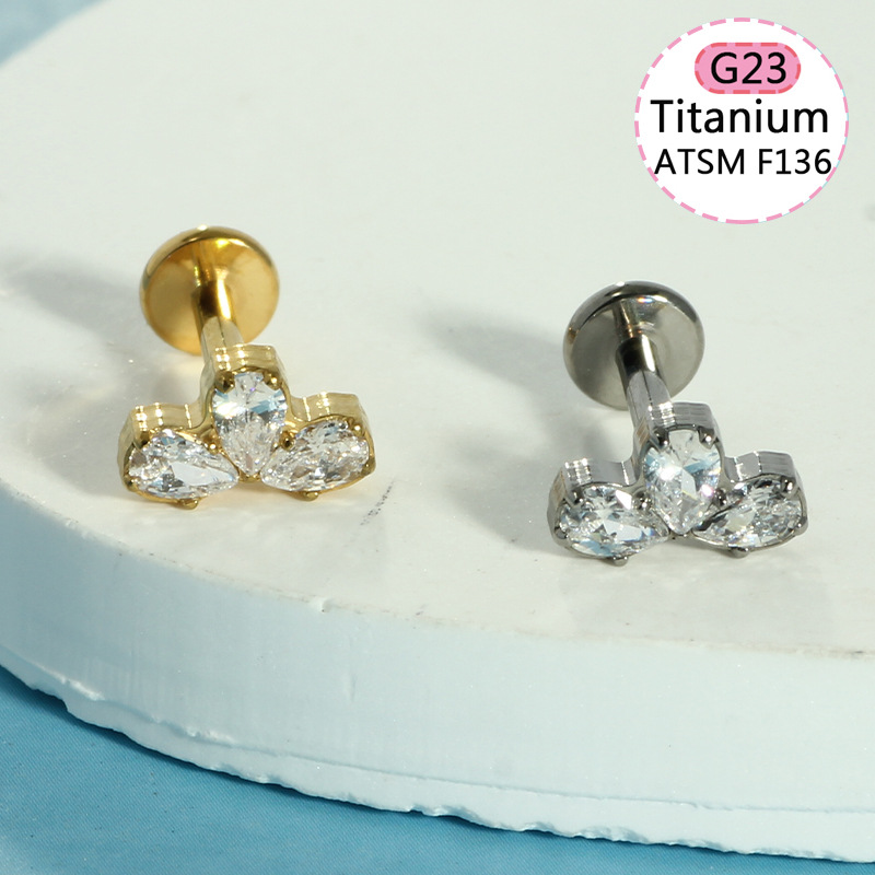 G23 Titanium Alloy Lip Piercing Jewelry Lip Ring Flower Stud Internally Threaded detail image 9