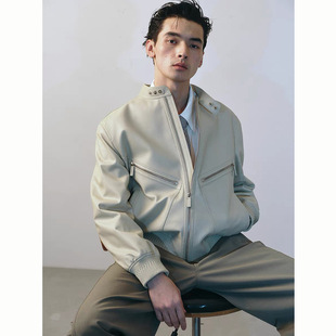 High Fixed Entry Luxury Sheepskin Jacket 2025 New Style Vertical Collar Design Sense Casual Genuine Leather Jacket Men's Short Leather Jacket