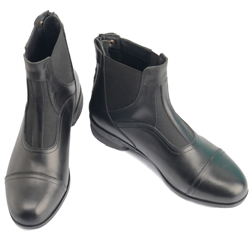 冬季新款頭層牛皮歐美時尚短靴馬術靴男女同款障礙靴低幫馬丁靴