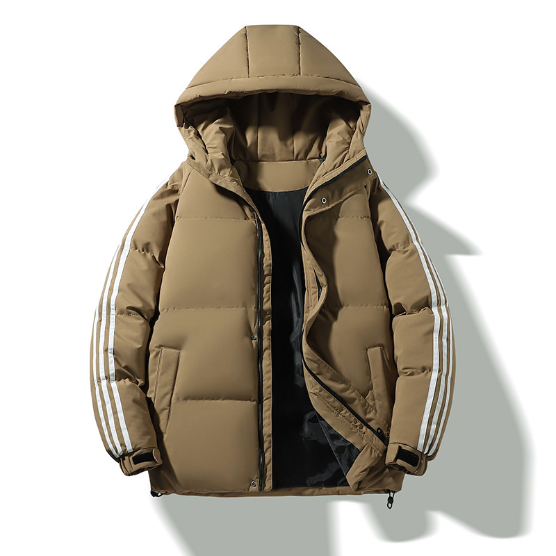 Hombres de algodón de pluma otoño y invierno grueso abrigo de algodón caliente para hombres 2024 nueva chaqueta de algodón de invierno chaqueta de tres barras para hombres
