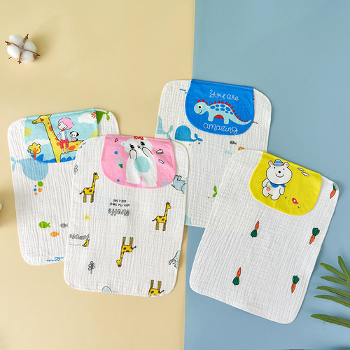 Sweat-absorbent towel baby cotton wrinkle cloth sweat-absorbent towel children's sweat-proof towel kindergarten pad sling newborn baby sweat-proof towel