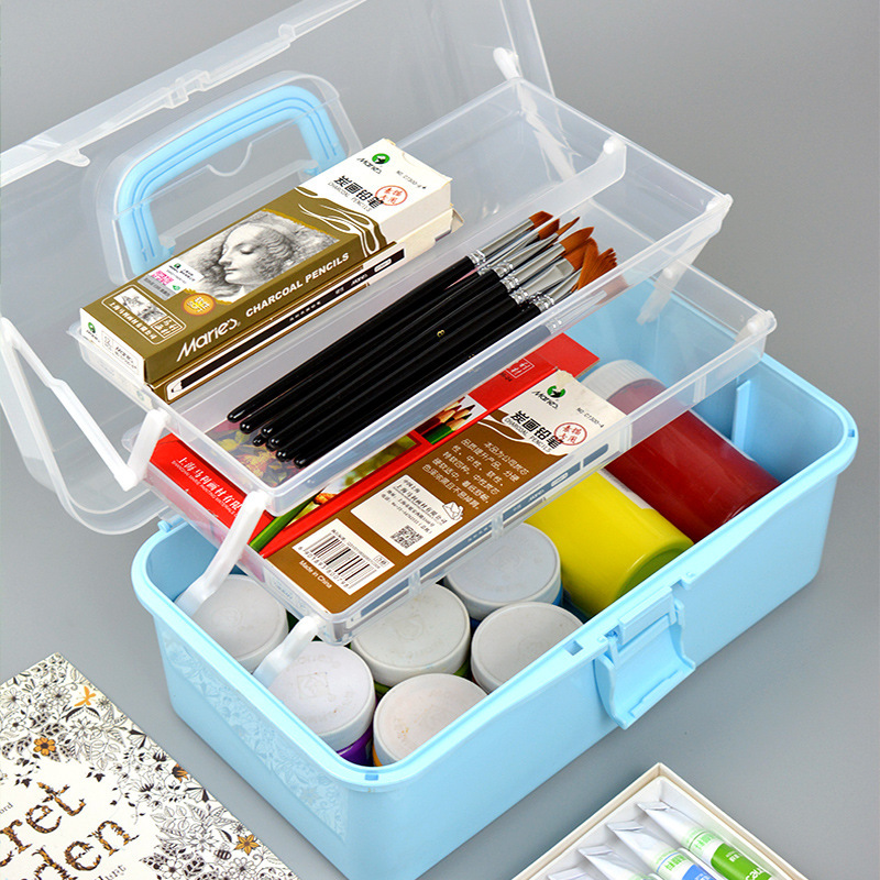 三層収納ボックスアートツールボックス家庭用薬箱折りたたみ収納ボックスハードウェア部品ボックスネイルボックス|undefined