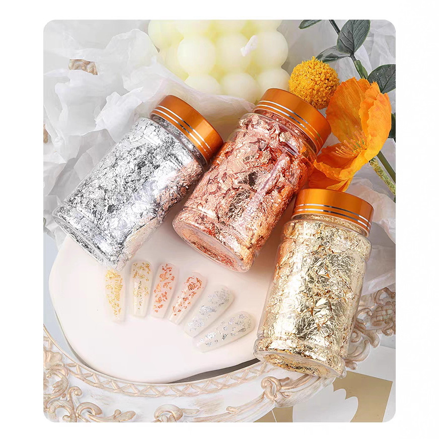 golden fake nails for manicure for nails