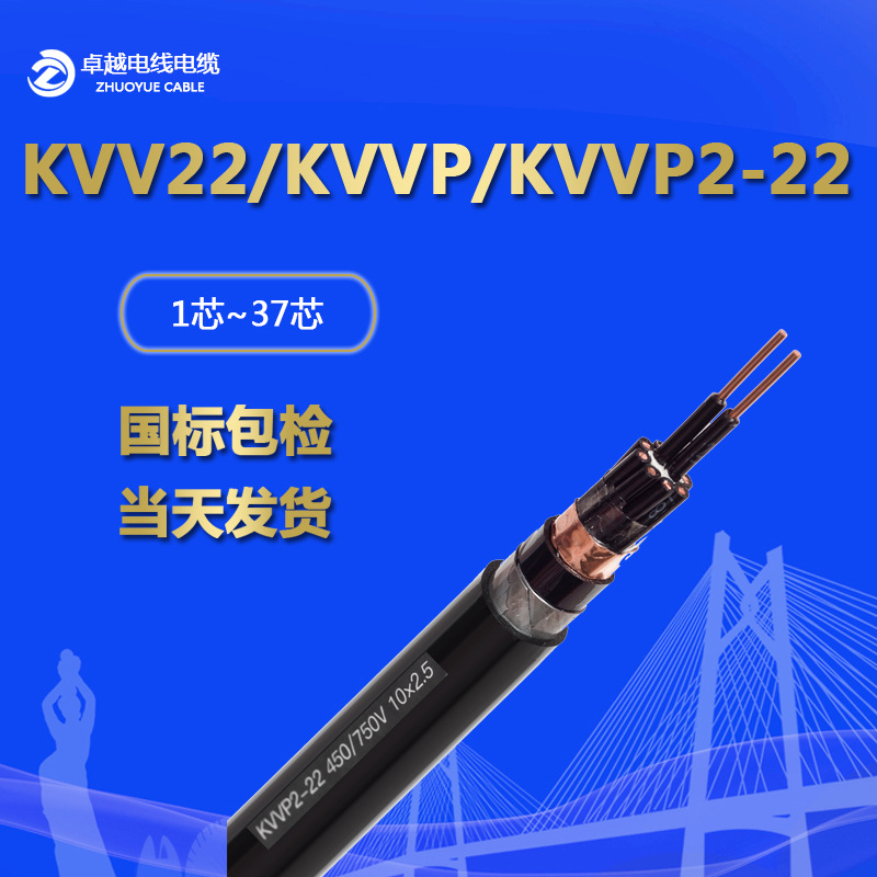 厂家直销KVVP2-22  铜带铠装控制电缆 铠装屏蔽信号线 工程多芯线