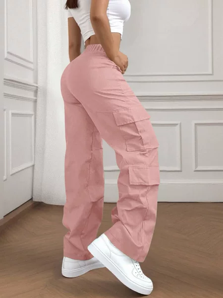Women's High Waist Loose Elastic Hiking Wide Leg Overalls