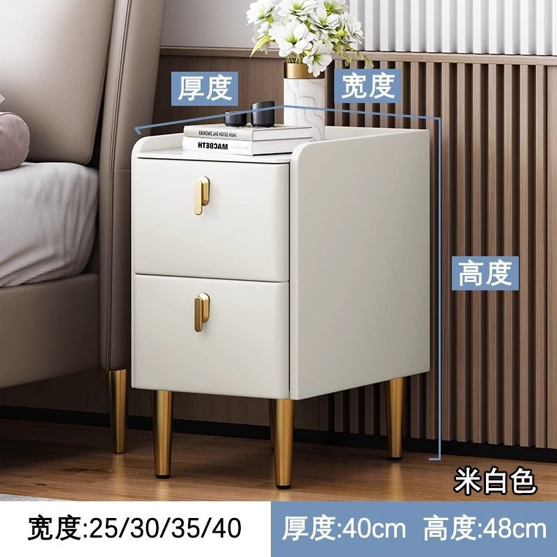 Pequeña mesa de cabecera de madera maciza lujosa cabecera de cabecera ultra estrecha armario de almacenamiento multicapa de 25cm armario de almacenamiento pequeño paquete completo
